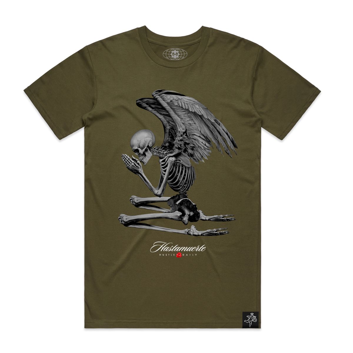 MUERTE Skeleton Angel Wings Tee AS5001 ARMY