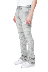 SMOKE RISE HALF-MOON INSERT PIECED JEAN JP24531 CLOUD GREY