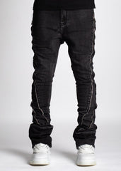 GUAPI Iron Grey Stacked Zipper Denim