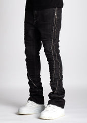 GUAPI Iron Grey Stacked Zipper Denim