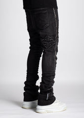 GUAPI Iron Grey Stacked Zipper Denim