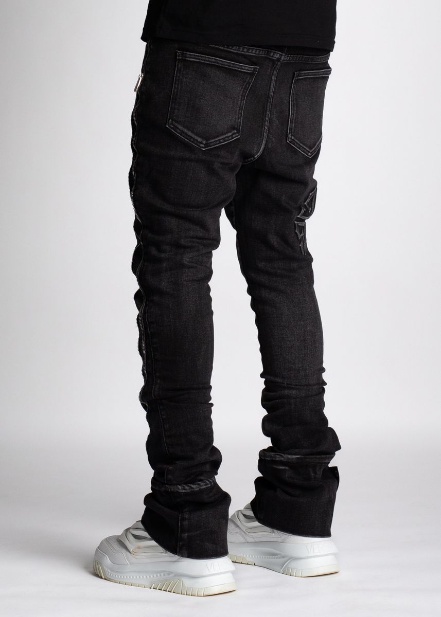 GUAPI Iron Grey Stacked Zipper Denim