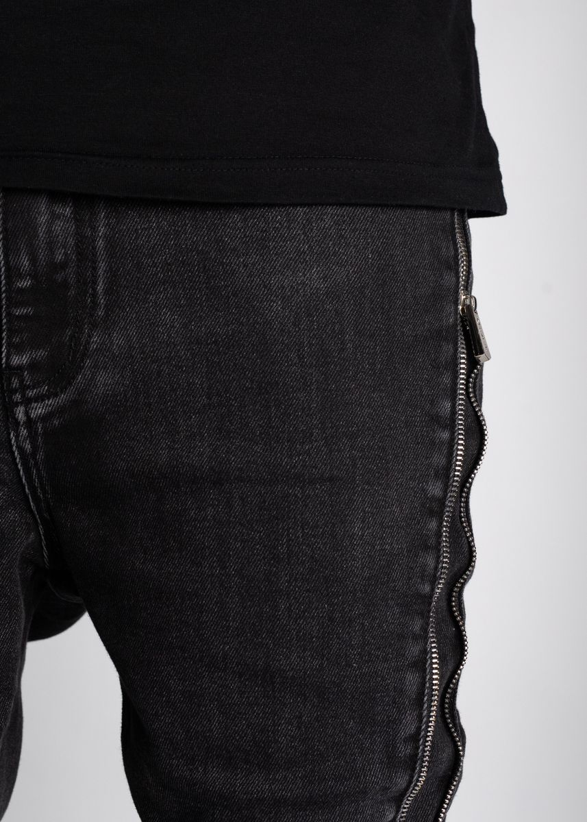 GUAPI Iron Grey Stacked Zipper Denim