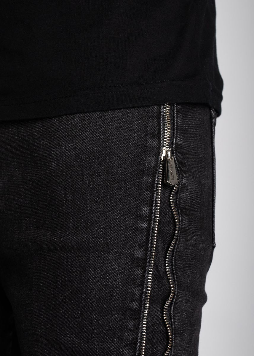 GUAPI Iron Grey Stacked Zipper Denim