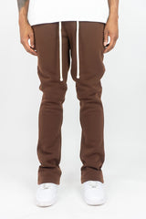 REBEL MINDS STACKED FLEECE PANTS 100-475 BROWN