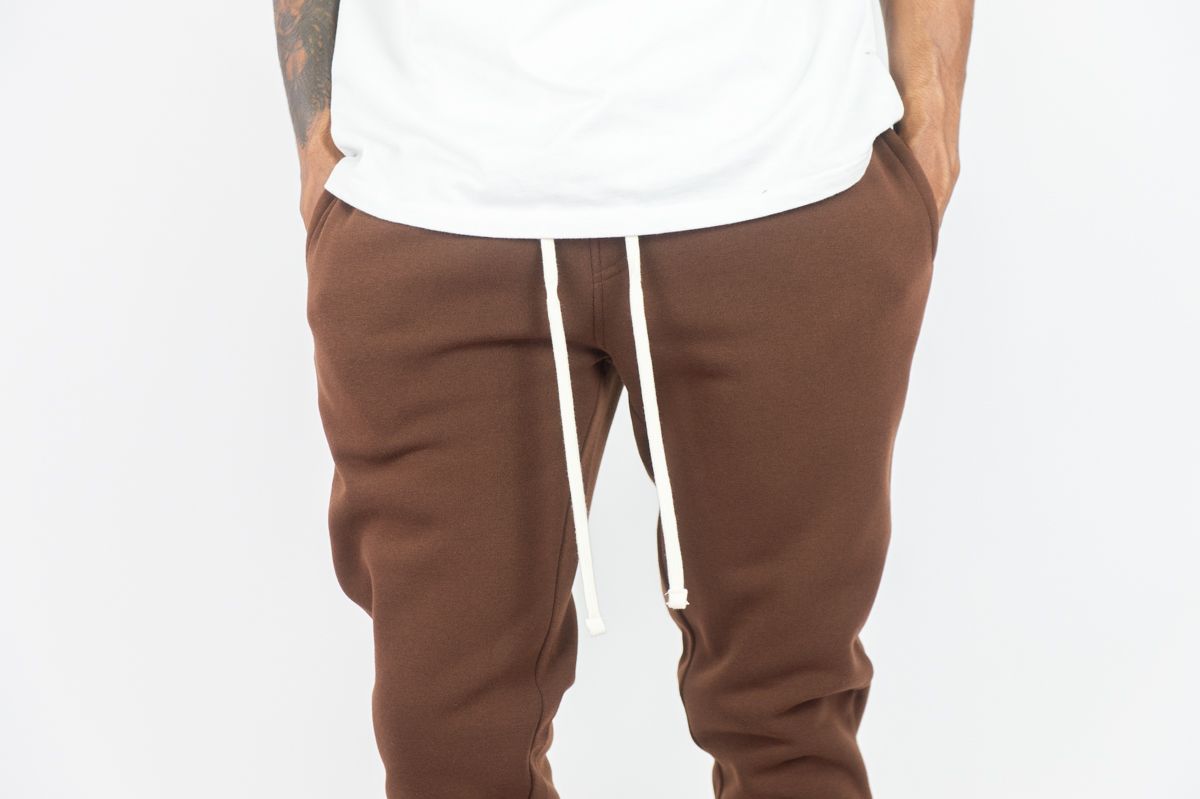 REBEL MINDS STACKED FLEECE PANTS 100-475 BROWN