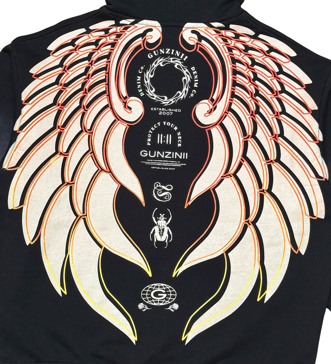 GUNZINII Angel Wing Sun-Dyed Pullover Hoodie (GZ440 BLACK)