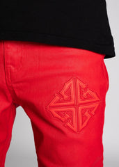 GUAPI Crimson Red Icon Stacked Denim RED