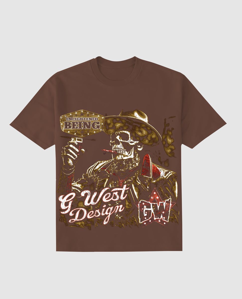 G West Being Enlightened Acid Wash Tee GWDSPPT9117 BROWN/GOLD