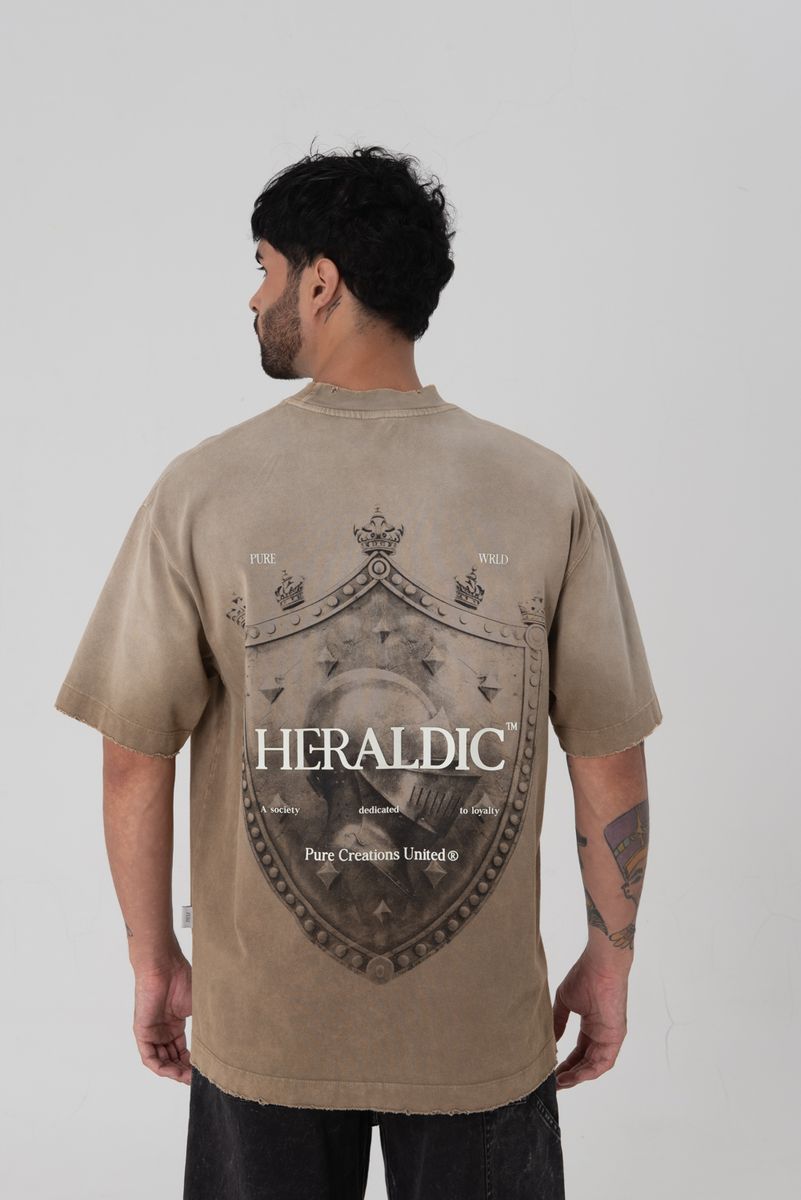 PURE Heraldic brown shield T-shirt PUR18527