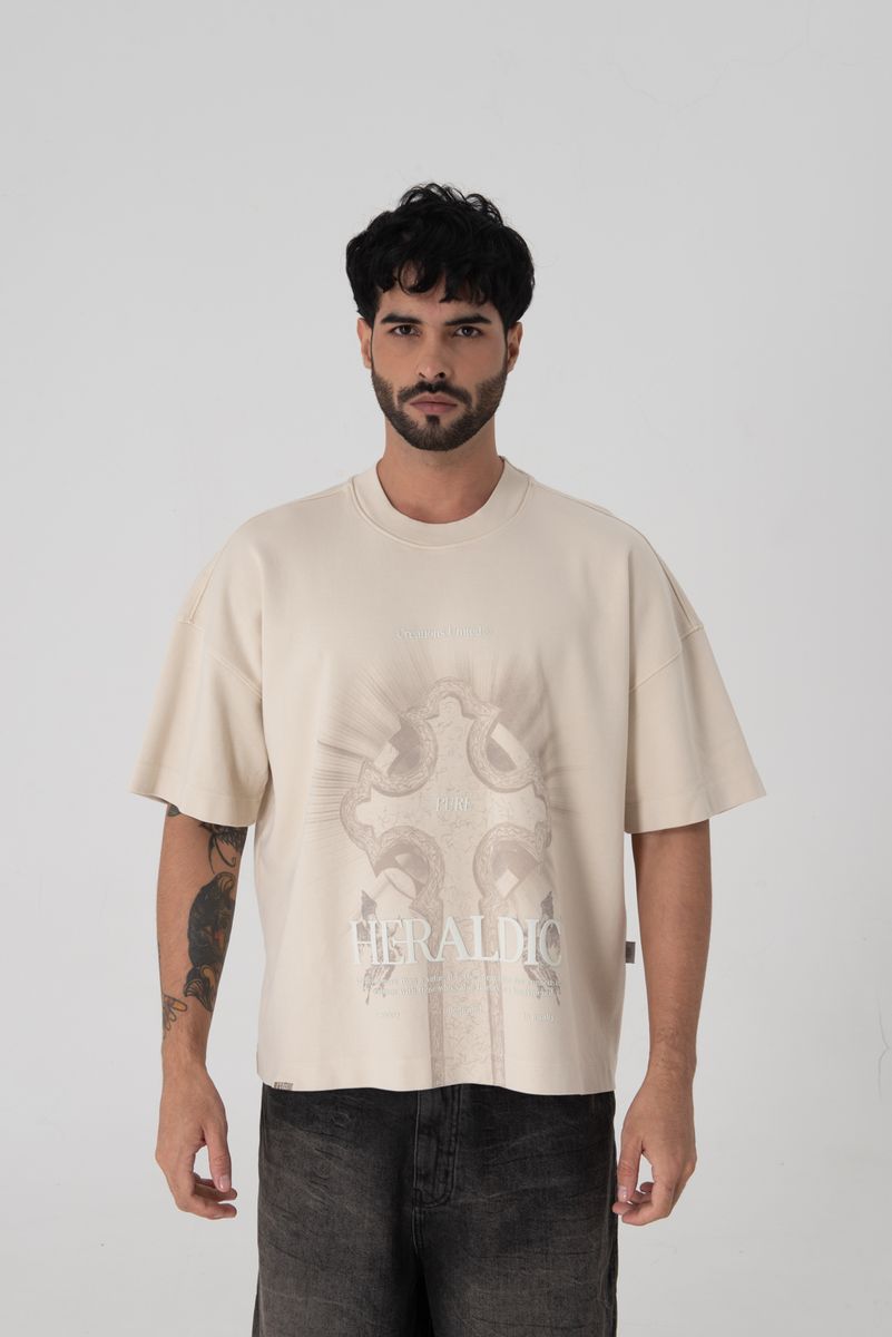 PURE Heraldic Cream Rood T-shirt PUR18524-25
