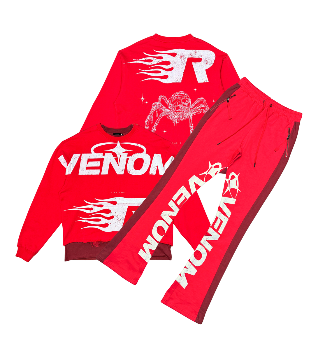 VIERICHE Venom Crew/Tee 2pc Combo SET  VR1053-RED