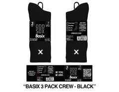 ODD SOX 3 Pack  Black Crew Sox