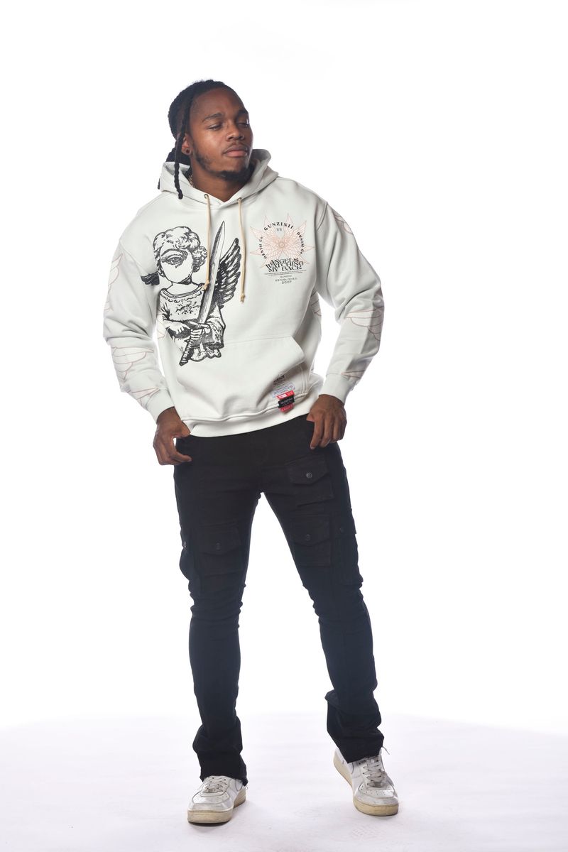 GUNZINII ZINII ANGEL HOODIE GZ512 PALE GREY