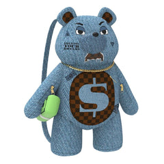 SPRAYGROUND DENIM SHARK MONEYBEAR TEDDY BEAR B7927