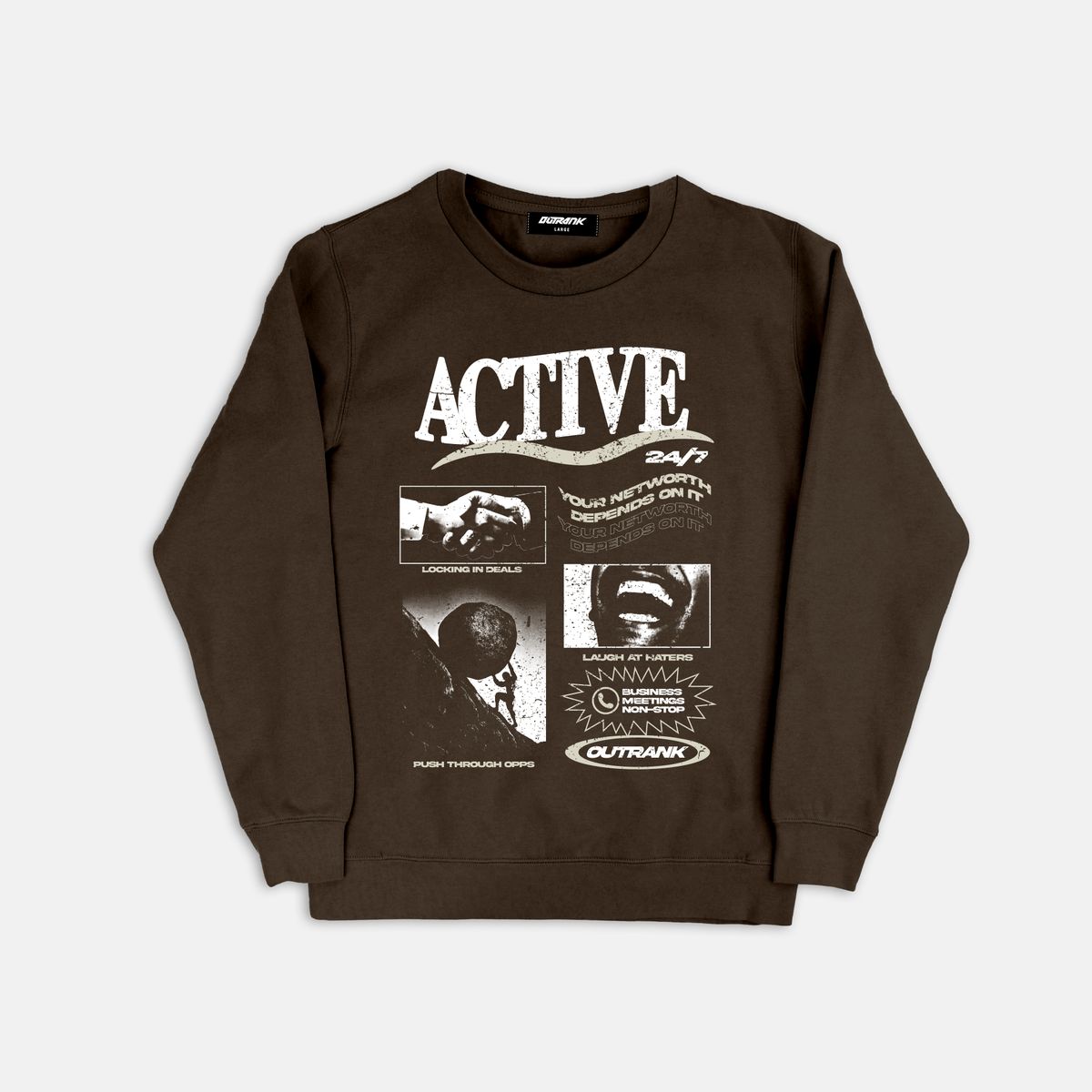 Outrank Active Crewneck Fleece OR3157CF Dark Chocolate