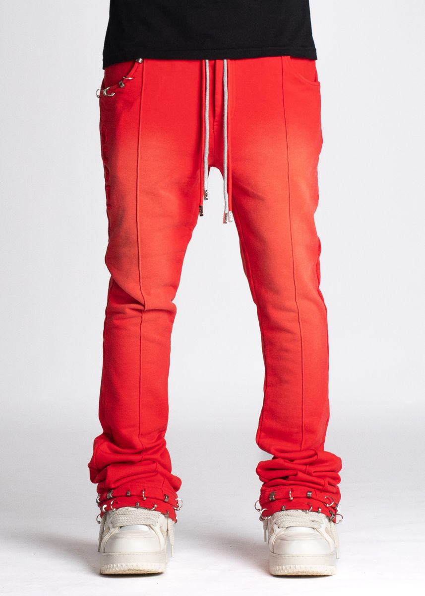 GUAPI Crimson Red Piercing Sweat Pants