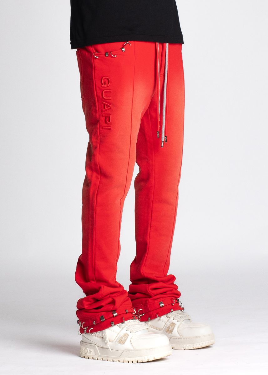 GUAPI Crimson Red Piercing Sweat Pants