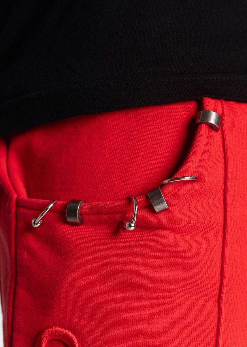 GUAPI Crimson Red Piercing Sweat Pants