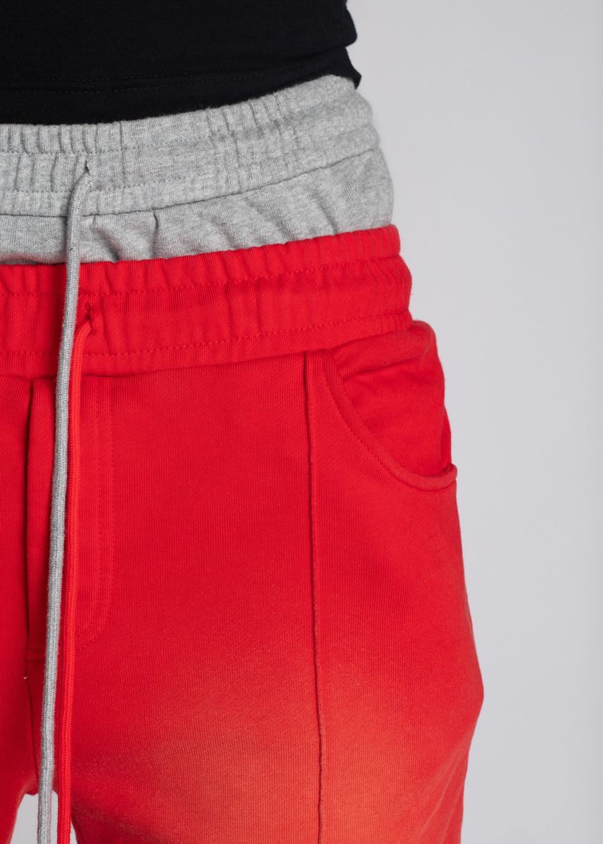 GUAPI Crimson Red Piercing Sweat Pants