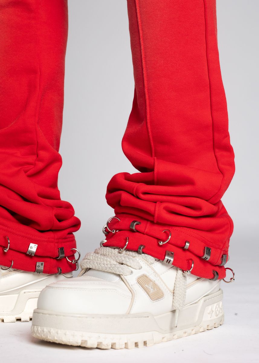 GUAPI Crimson Red Piercing Sweat Pants