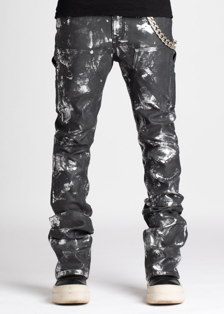 GUAPI Obsidian Black Leather Carpenter Pants