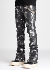 GUAPI Obsidian Black Leather Carpenter Pants