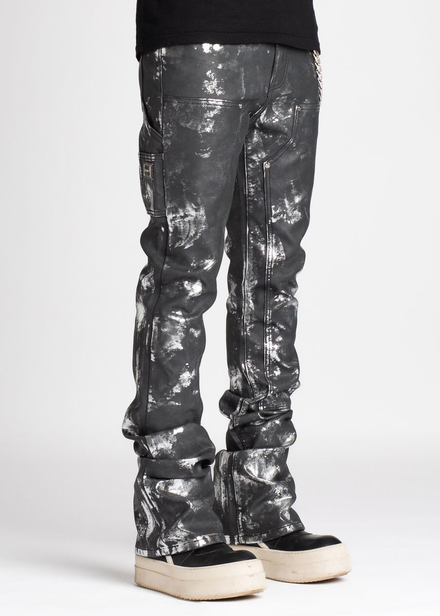 GUAPI Obsidian Black Leather Carpenter Pants