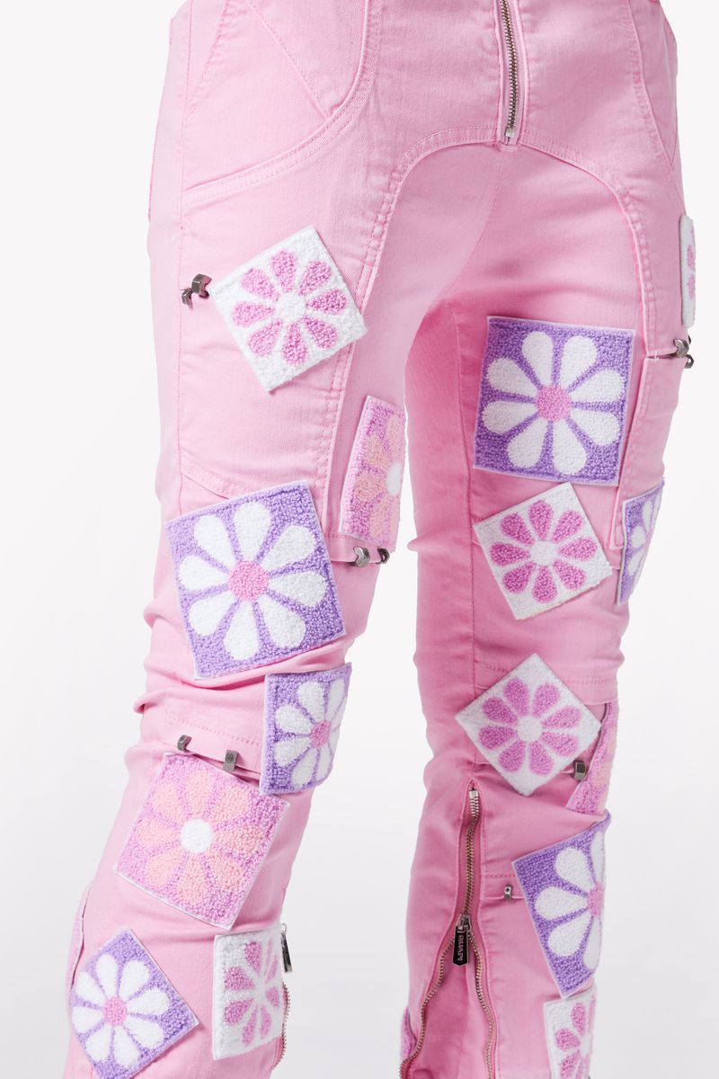 GUAPI French Rose Flowers Denim PINK/WHITE