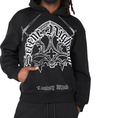 SMOKE OVERSIZE DYSTOPIA FLEECE SET FO25172 BLACK