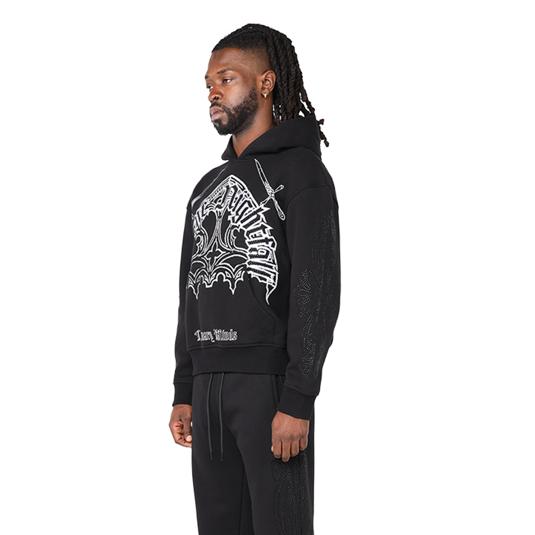 SMOKE OVERSIZE DYSTOPIA FLEECE SET FO25172 BLACK