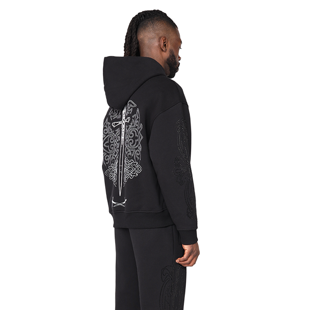 SMOKE OVERSIZE DYSTOPIA FLEECE SET FO25172 BLACK