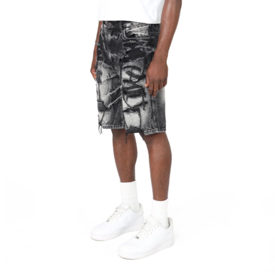 SMOKE RISE HEAVY RIP & REPAIR SHORTS JS25111 SABLE BLACK