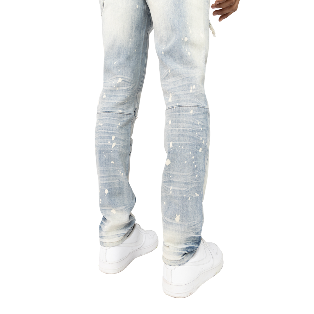 SMOKE RISE VINTAGE RIP & REPAIR JEANS JP25211 AQUARIUS BLUE