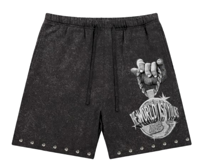 ROKU KID ANGEL ENZYME WASHED STUDDED FT SHORTS RK3481633