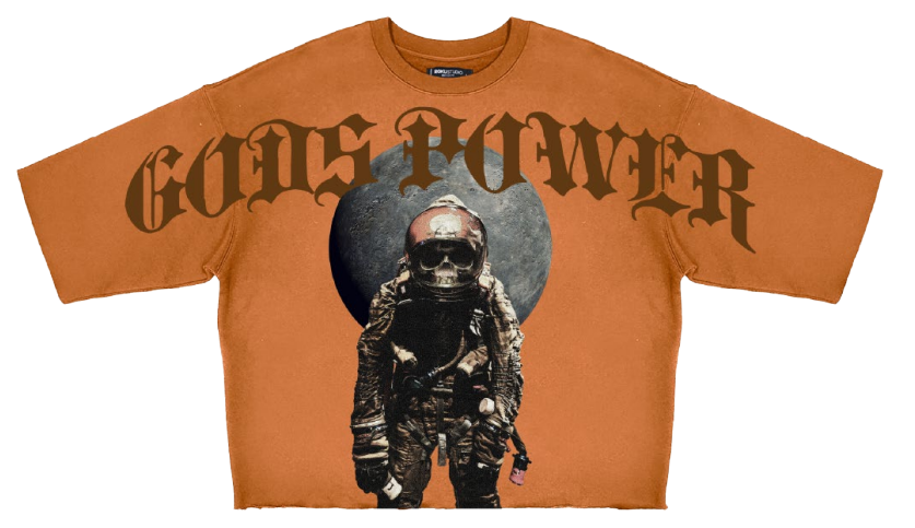ROKU GODS POWER CROPPED TEE RK1481652 CLAY BROWN