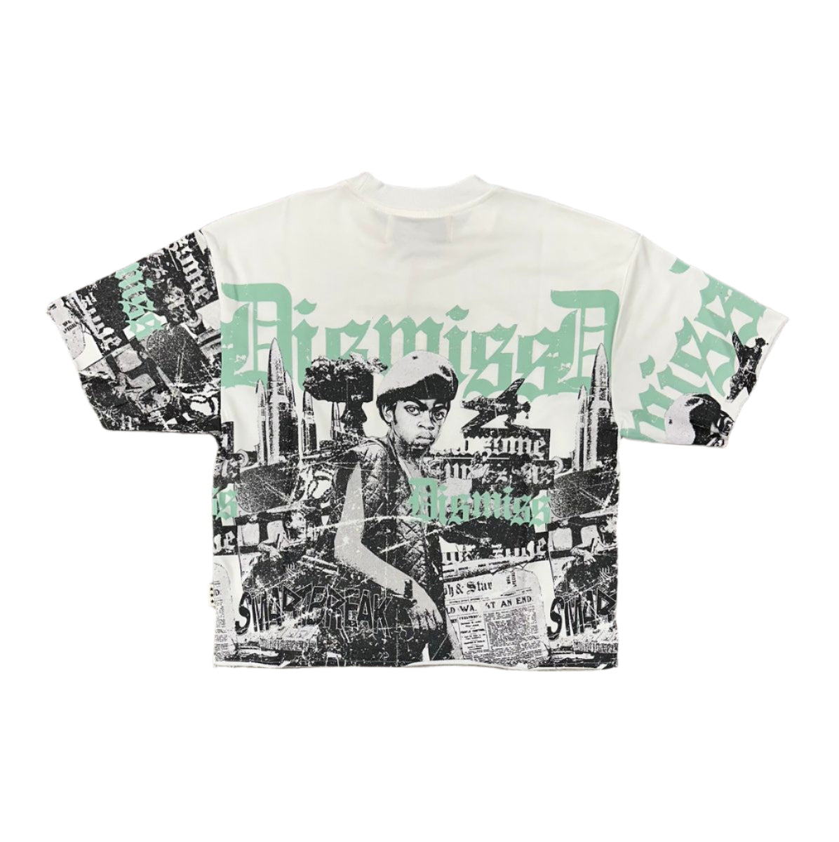BKYS DISMISS" 3/4 SLEEVE F-TERRY CROPPED T-SHIRT T1206. WHITE