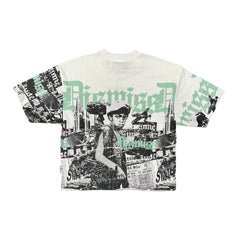 BKYS DISMISS" 3/4 SLEEVE F-TERRY CROPPED T-SHIRT T1206. WHITE