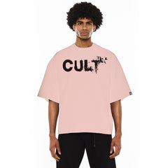 CULT OVERSIZED BOX SHORT SLEEVE HEAVY WEIGHT CREW NECK "FLOCKING BIRDS" TEE   625B9-K48A