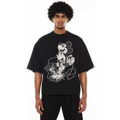 CULT OVERSIZED BOX SHORT SLEEVE HEAVY WEIGHT CREW NECK "NO MUSIC NO LIFE" TEE (625B10-K40A)