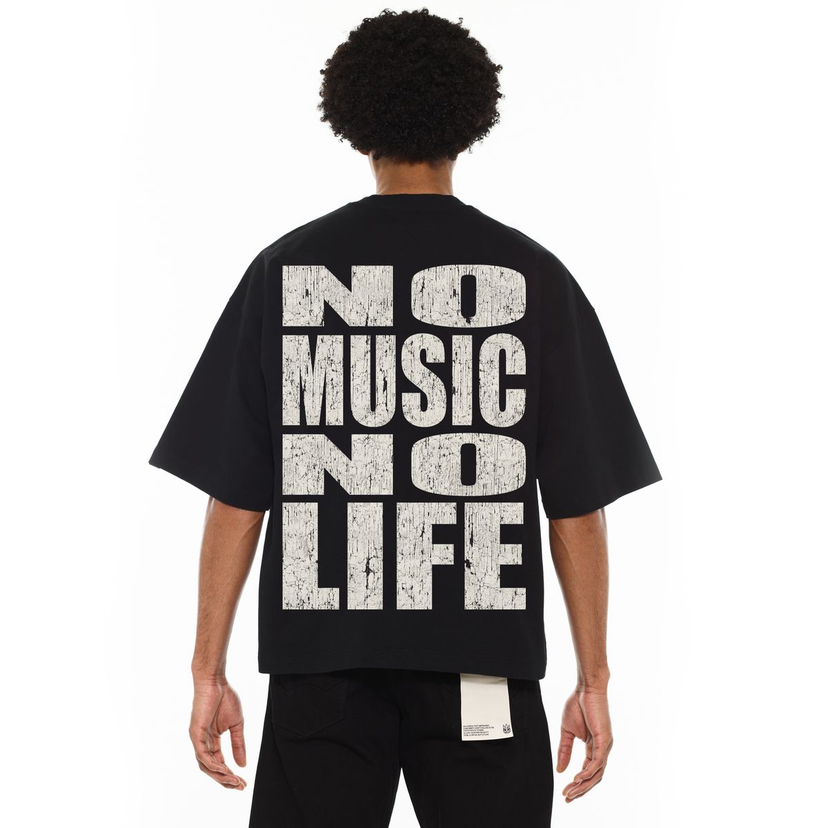 CULT OVERSIZED BOX SHORT SLEEVE HEAVY WEIGHT CREW NECK "NO MUSIC NO LIFE" TEE (625B10-K40A)
