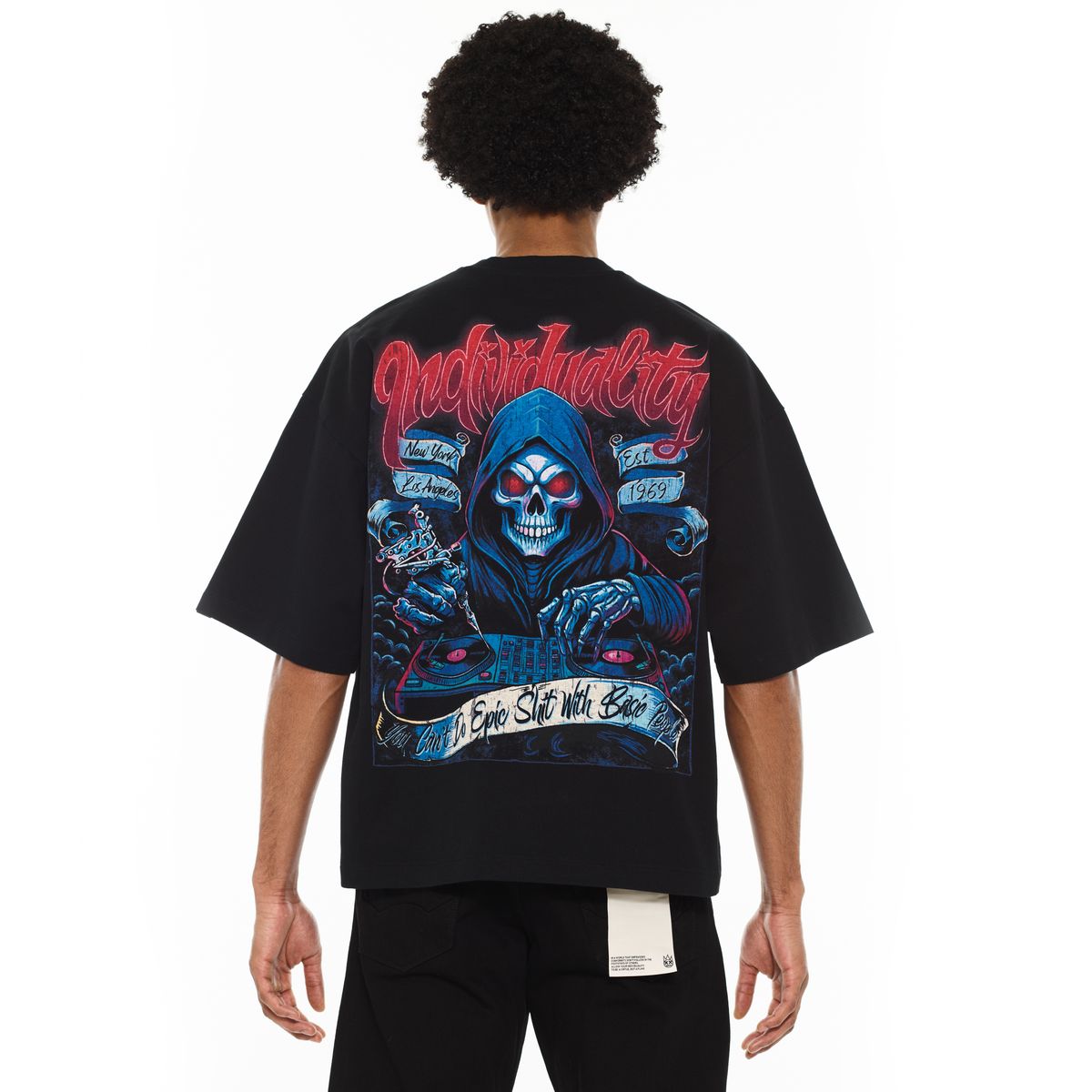OVERSIZED BOX SHORT SLEEVE HEAVY WEIGHT CREW NECK "EPIC SHIT" TEE (625B11-K42A)