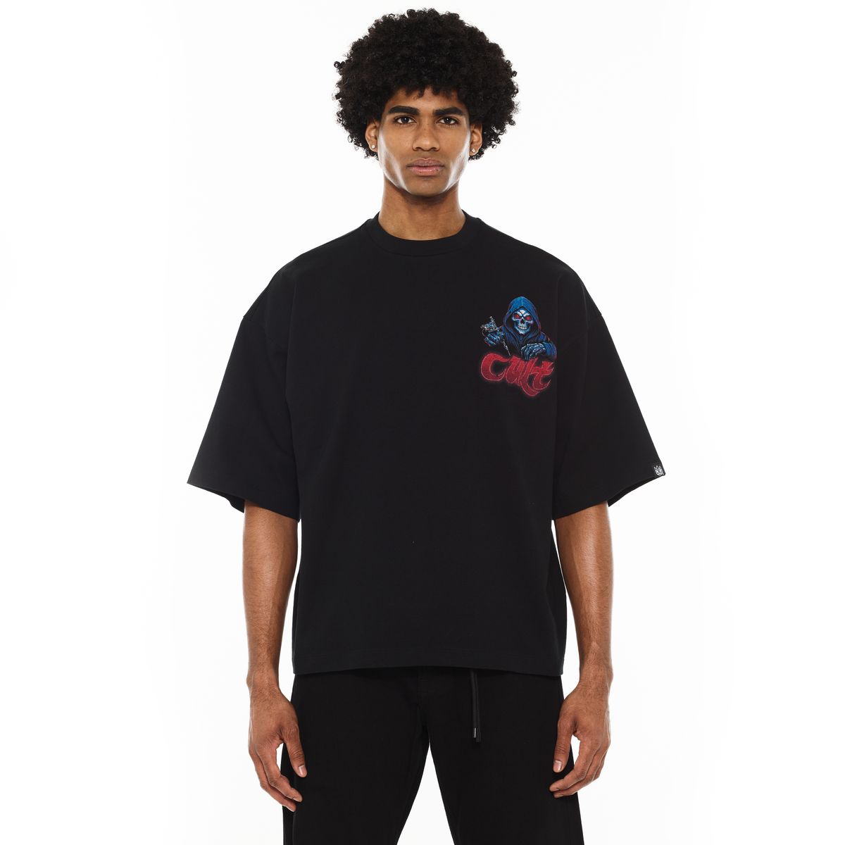 OVERSIZED BOX SHORT SLEEVE HEAVY WEIGHT CREW NECK "EPIC SHIT" TEE (625B11-K42A)