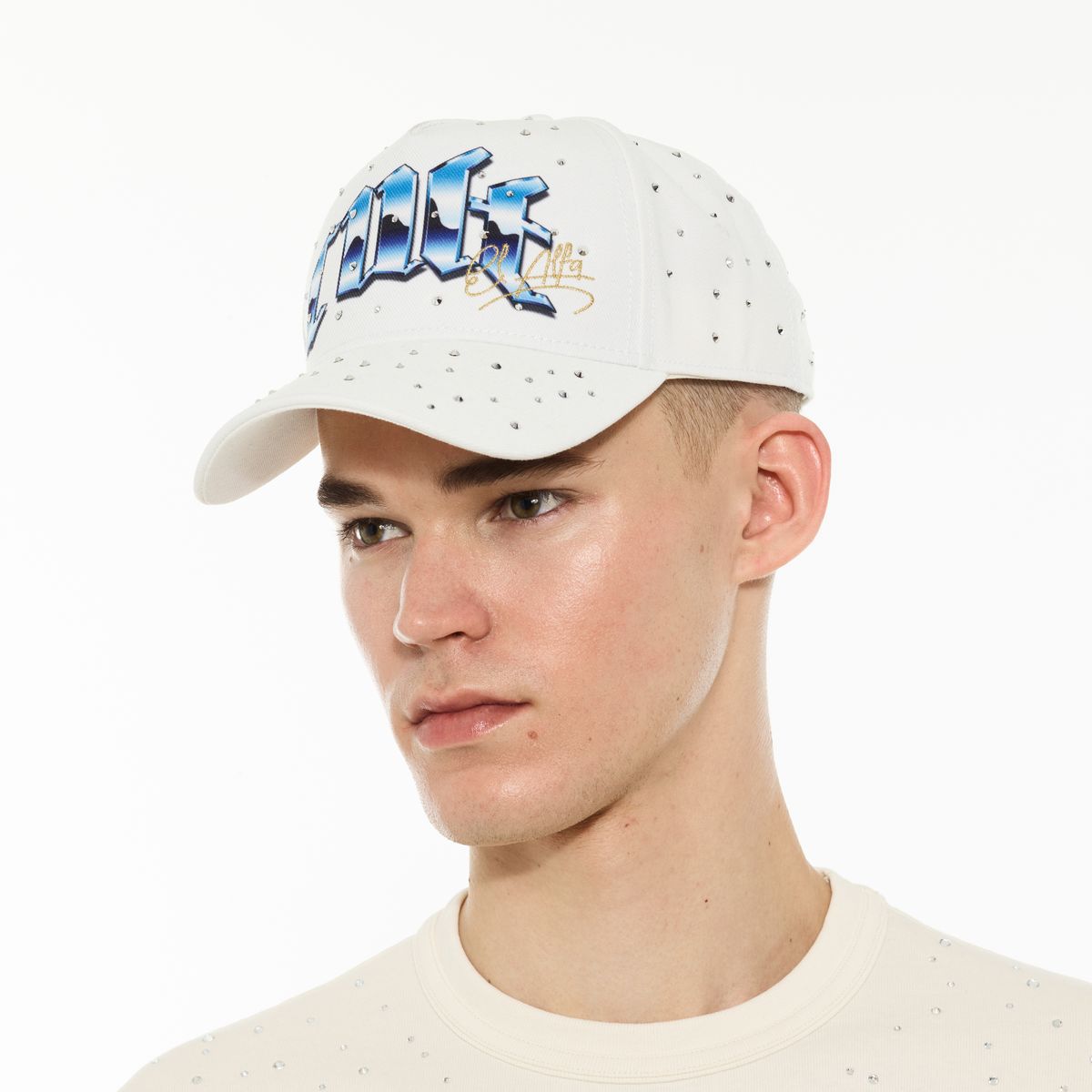 CULT X EL ALFA LOGO 5 PANEL A FRAME TRUCKER HAT "PANTHER " 625B8-CH106A WINTER WHITE