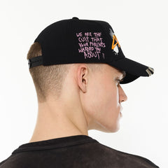 LOGO MESH BACK TRUCKER HAT "CULT GRAFFITI" 625BC-CH104A BLACK