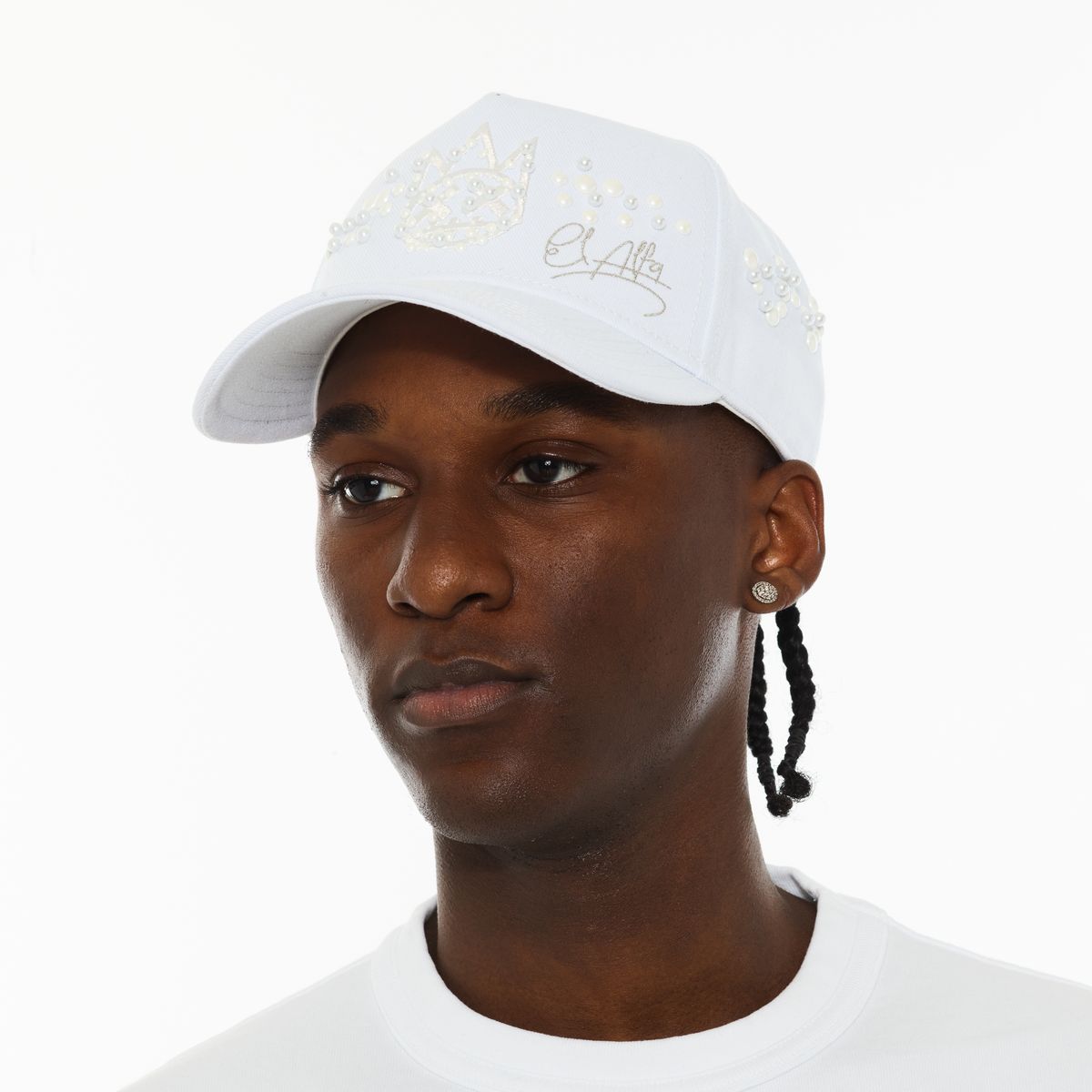 EL ALFA X CULT 5 PANEL A FRAME HAT WITH PEARL (625AC-CH1A) WHITE