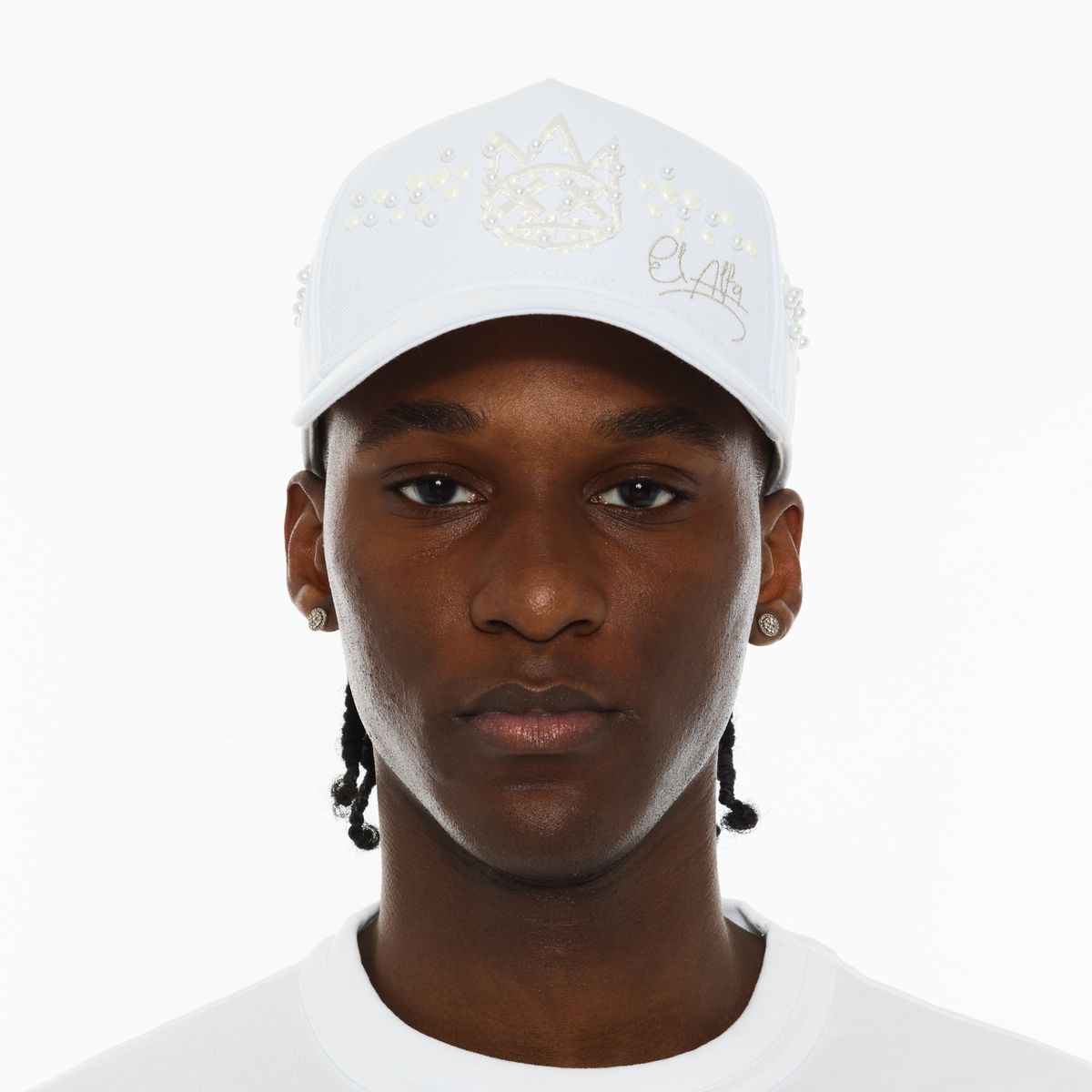 EL ALFA X CULT 5 PANEL A FRAME HAT WITH PEARL (625AC-CH1A) WHITE