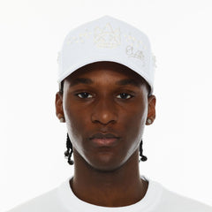 EL ALFA X CULT 5 PANEL A FRAME HAT WITH PEARL (625AC-CH1A) WHITE
