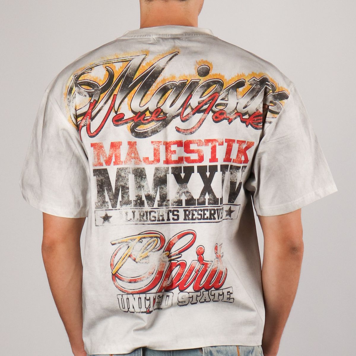 MAJESTIK GARMENT DYED RHINESTONE CROPPED TEE TE2588 CREAM