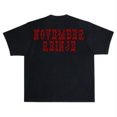 NOVEMBER BLACK HEARTS SHOOTING RANGE" LUXURY  TEE BLACK AND RED